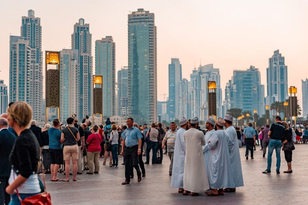 downtown, dubai, uae, tourism, city, people, buildings, muslims, arabs, square, street, evening, crowd, dubai, dubai, dubai, dubai, dubai, uae