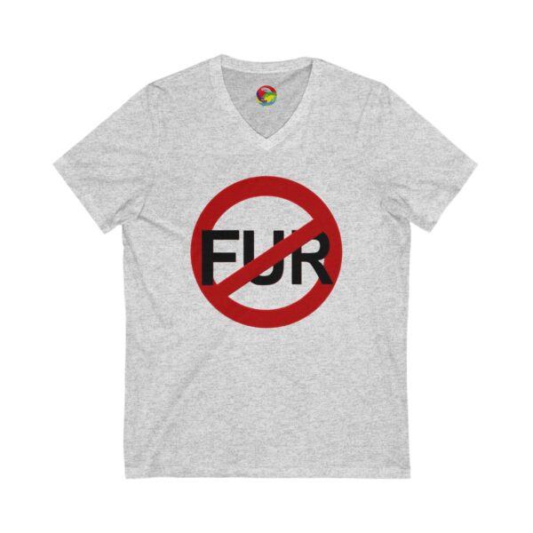 No Fur Unisex Jersey Short Sleeve V-Neck Tee - Stand Against Fur – Support PETA - Image 3