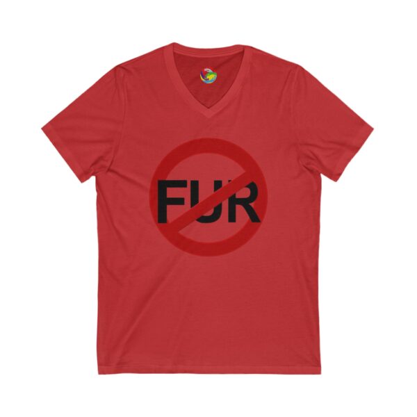 No Fur Unisex Jersey Short Sleeve V-Neck Tee - Stand Against Fur – Support PETA - Image 15