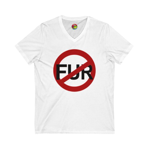 No Fur Unisex Jersey Short Sleeve V-Neck Tee - Stand Against Fur – Support PETA